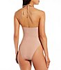 Color:Clay - Image 2 - Solid Rosette Asymmetrical Ruched Cut-Out One Piece Swimsuit