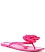Color:Superb Pink - Image 1 - Trae Satin Flower Jelly Thong Sandals