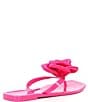 Color:Superb Pink - Image 2 - Trae Satin Flower Jelly Thong Sandals