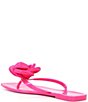 Color:Superb Pink - Image 3 - Trae Satin Flower Jelly Thong Sandals