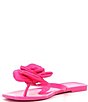 Color:Superb Pink - Image 4 - Trae Satin Flower Jelly Thong Sandals