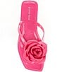 Color:Superb Pink - Image 5 - Trae Satin Flower Jelly Thong Sandals