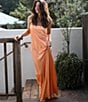 Color:Sunset - Image 1 - x Caelynn Bell Jai Satin Strapless Tie Back Sheath Maxi Dress