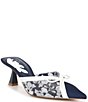 Color:Navy/White - Image 2 - x Caelynn Bell Tivoli Floral Pointed Toe Dress Mules