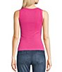 Color:Lipstick Pink - Image 2 - Ribbed Knit Scoop Neck Sleeveless Tank Top