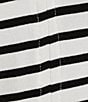 Color:Black/Ivory - Image 4 - Stripe Print Short Sleeve V-Neck Knit Shirt