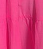Color:Lipstick Pink - Image 3 - Tiered Long Sleeve Tie Waist Wrap Midi Dress