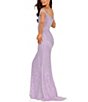 Color:Lilac - Image 2 - Beaded Off The Shoulder Deep V-Neck Long Dress