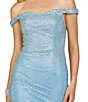 Color:Blue - Image 3 - Glamour By Terani Couture Off-The-Shoulder Glitter Ombre Side Slit Gown