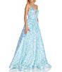Color:Aqua - Image 1 - Deep V-Neckline Sequin Ball Gown