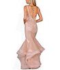 Color:Blush - Image 2 - Glitter Deep V-Neck Organza Mermaid Gown