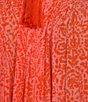 Color:Pink/Orange Print - Image 3 - Plus Size Paisley Short Sleeve V-Neck Zip-Front Crinkle Patio Dress