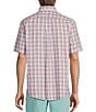Color:Coral - Image 2 - Gold Label Roundtree & Yorke Full Fit Non-Iron Short Sleeve Medium Plaid Oxford Sport Shirt