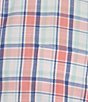 Color:Coral - Image 4 - Gold Label Roundtree & Yorke Full Fit Non-Iron Short Sleeve Medium Plaid Oxford Sport Shirt