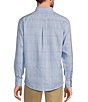 Color:Blue - Image 2 - Gold Label Roundtree & Yorke Non-Iron Long Sleeve Large Plaid Linen Sport Shirt