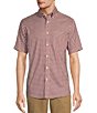 Color:Red - Image 1 - Gold Label Roundtree & Yorke Slim Fit Non-Iron Short Sleeve Small Plaid Sport Shirt