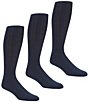 Color:Navy - Image 1 - Gold Label Roundtree & Yorke Solid Over-the-Calf Dress Socks 3-Pack