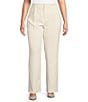 Color:Ivory001 - Image 1 - Plus Size Luxe Suiting Column Trouser