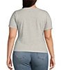 Color:Heather Grey001 - Image 2 - Plus Size Super Stretch Crew Neck Short Sleeve Baby Tee