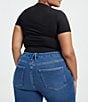 Color:Black001 - Image 2 - Plus Size Super Stretch Crew Neck Short Sleeve Baby Tee