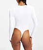 Color:White001 - Image 3 - Scuba Crew Neck Long Sleeve Bodysuit