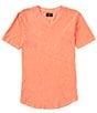 Color:Ember - Image 1 - Sun-Faded Slub Scallop Short-Sleeve V-Neck T-Shirt