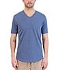 Color:Goodlife Navy - Image 1 - Sun-Faded Slub Scallop Short-Sleeve V-Neck T-Shirt