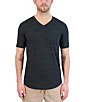 Color:Black - Image 1 - Tri-Blend Scallop Short-Sleeve V-Neck T-Shirt