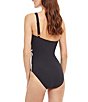 Color:Black/White - Image 2 - Timeless Colorblock One Shoulder One Piece Swimsuit