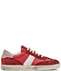 Color:Red - Image 1 - Charlie Distressed Leather and Suede Retro Sneakers
