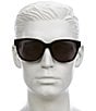 Color:Black - Image 2 - Men's GG1430SK Lettering 57mm Square Sunglasses