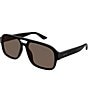 Color:Black - Image 1 - Men's Minimal 59mm Polarized Aviator Sunglasses