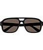 Color:Black - Image 2 - Men's Minimal 59mm Polarized Aviator Sunglasses