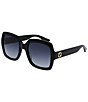 Color:Black - Image 1 - Oversized Square Black Frame Sunglasses