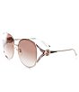 Color:Gold/Brown - Image 1 - Women's Gg0225S 63mm Round Sunglasses