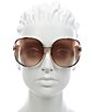 Color:Gold/Brown - Image 2 - Women's Gg0225S 63mm Round Sunglasses