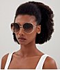 Color:Gold/Brown - Image 3 - Women's Gg0225S 63mm Round Sunglasses