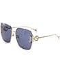 Color:Gold/Grey - Image 1 - Women's Gg1207SA 64mm Square Sunglasses