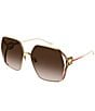Color:Gold/Brown - Image 1 - Women's GG1322S 64mm Square Sunglasses