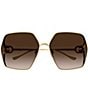 Color:Gold/Brown - Image 2 - Women's GG1322S 64mm Square Sunglasses