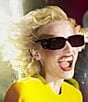 Color:Black - Image 3 - Women's Chaise Lounge 54mm Rectangle Sunglasses