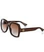 Color:Brown - Image 1 - Women's GG1337S 54mm Square Sunglasses