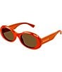 Color:Glossy Orange - Image 1 - Women's Gucci Symbol 52mm Oval Sunglasses