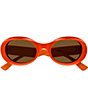 Color:Glossy Orange - Image 2 - Women's Gucci Symbol 52mm Oval Sunglasses