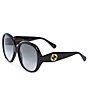 Color:Black - Image 1 - Women's Oval 56mm Sunglasses