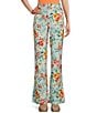 Color:Floral - Image 1 - Adele High Rise Floral Print Straight Leg Pants