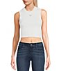 Color:White - Image 1 - Alexia Triangle Fitted Crop Tank Top