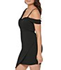 Color:Black - Image 3 - V-Neck Strappy Stretch Asymmetrical Hemline Mini Dress