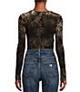 Color:Leo Dark Coffee - Image 2 - Belinda Long Sleeve Cross Front V-Neck Printed Bodysuit