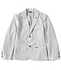 Color:Grey/White - Image 1 - Big Boys 8-16 Long Sleeve Yarn-Dyed Striped Seersucker Suit Jacket